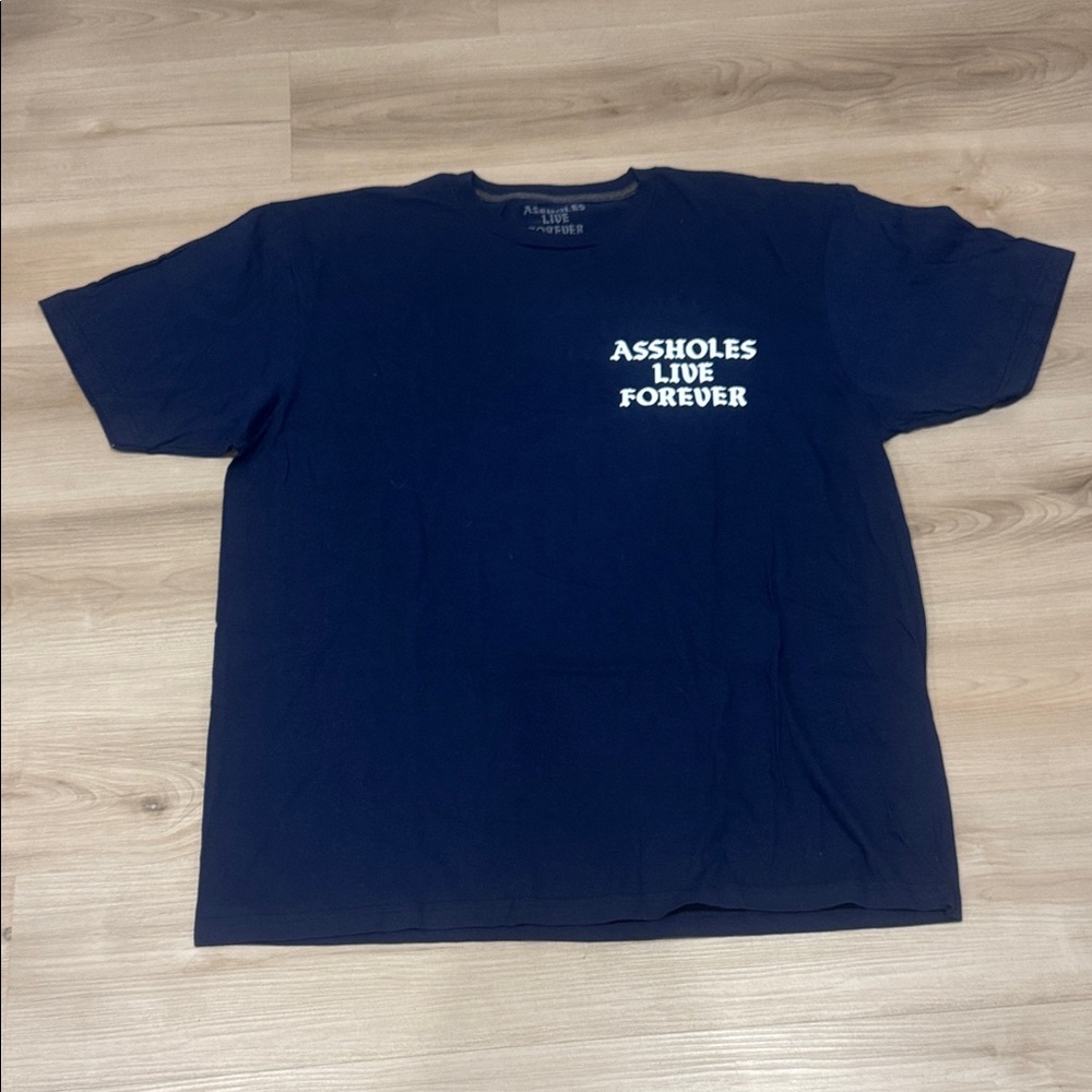 Assholes Live Forever Men’s XL Navy Blue Graphic print on front and back  TShirt